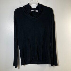 Womens Chicos Travelers Mock Neck Slinky Top Long Sleeve Top Black M Acetate Spa